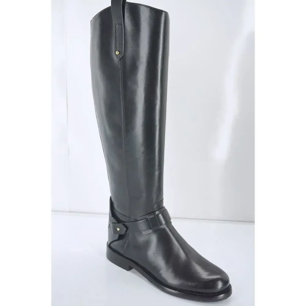 Tory Burch Derby Riding Boot Size 4.5 Ankle Strap Cut Out Logo